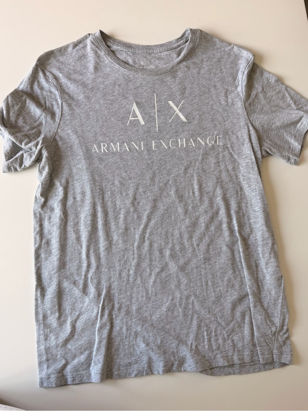Armani Exchange Light Gray Tee with White A|X Logo